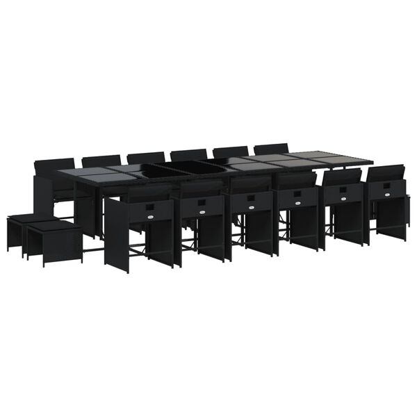 vidaXL Set de muebles jard&iacute;n 17 pzas con cojines rat&aacute;n sint&eacute;tico negro
