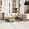 vidaXL Set sof&aacute;s de jard&iacute;n 7 piezas y cojines rat&aacute;n sint&eacute;tico beige