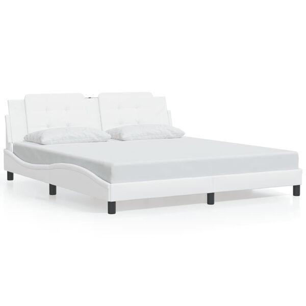 vidaXL Estructura de cama sin colch&oacute;n Zadar cuero sint&eacute;tico blanco 180x200cm
