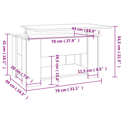 vidaXL Mesa de centro madera contrachapada blanco brillo 79x49x41 cm