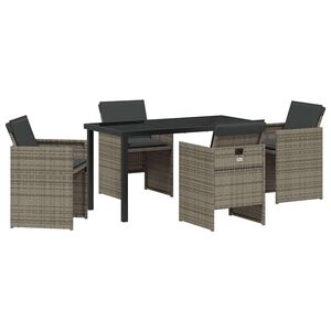 vidaXL Conjunto de Comedor de Jard&iacute;n 5 pcs Gris rat&aacute;n sint&eacute;tico