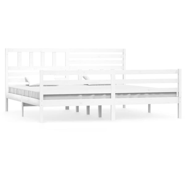vidaXL Estructura cama de madera maciza blanca super king 180x200 cm