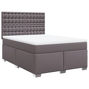 vidaXL Cama box spring con colch&oacute;n cuero sint&eacute;tico gris 140x190 cm