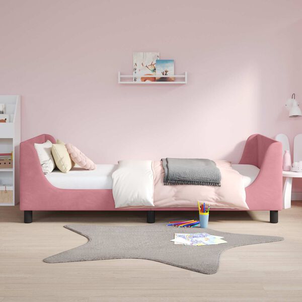 vidaXL Cama para ni&ntilde;os con cabecero Rosa 80 x 200 cm Terciopelo