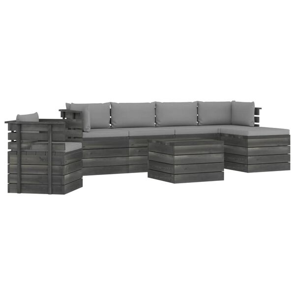 vidaXL Muebles de palets de jard&iacute;n 7 piezas cojines madera maciza pino