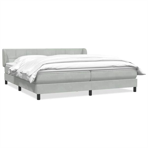 vidaXL Cama box spring con colchones terciopelo gris claro 180x210 cm