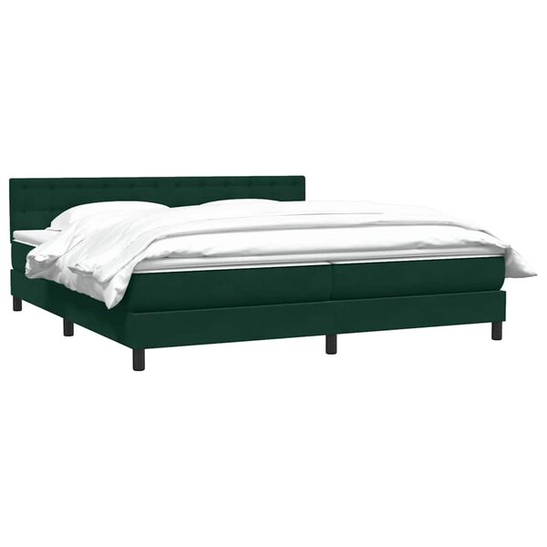 vidaXL Cama box spring con colch&oacute;n terciopelo verde oscuro 180x220 cm