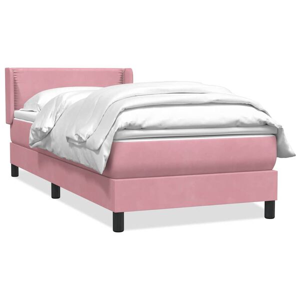 vidaXL Cama box spring con colch&oacute;n terciopelo rosa 80x210 cm
