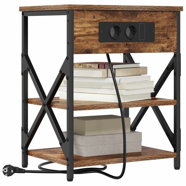 vidaXL Armario de Noche con estante Roble ahumado 41 x 31 x 51 cm