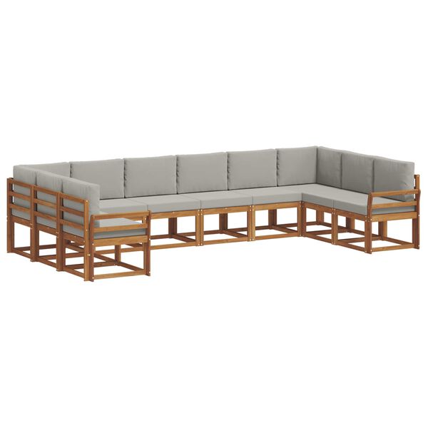 vidaXL Conjunto de sof&aacute;s de exterior 10 pcs Gris Natural y Claro