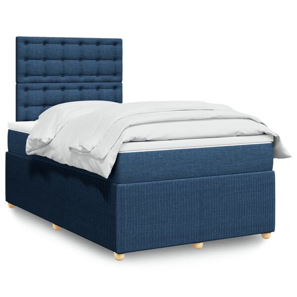 vidaXL Cama box spring con colch&oacute;n tela azul 120x200 cm