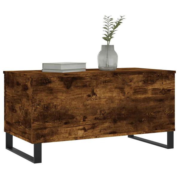 vidaXL Mesa de centro madera contrachapada roble ahumado 90x44,5x45 cm