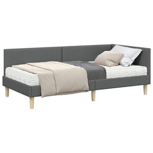 vidaXL Estructura de Cama Esquina con Colch&oacute;n Otro 2 pcs Gris tela