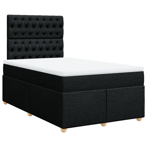 vidaXL Cama box spring con colch&oacute;n tela negro 120x200 cm