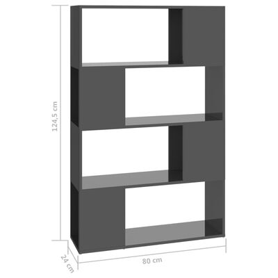 vidaXL Estantería/divisor de espacios gris brillo 80x24x124,5 cm