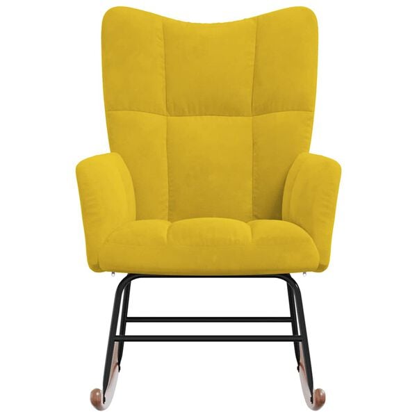vidaXL Silla mecedora de terciopelo amarillo mostaza