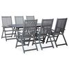 vidaXL Set de comedor de jard&iacute;n 7 piezas madera maciza de acacia gris