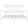 vidaXL Estructura cama de matrimonio con cabecero madera maciza blanco
