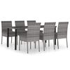 vidaXL Juego de comedor para jard&iacute;n 7 piezas rat&aacute;n sint&eacute;tico gris