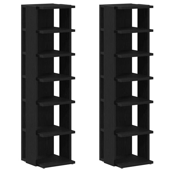 vidaXL Zapateros 2 uds roble negro 25x27x102 cm madera de ingenier&iacute;a