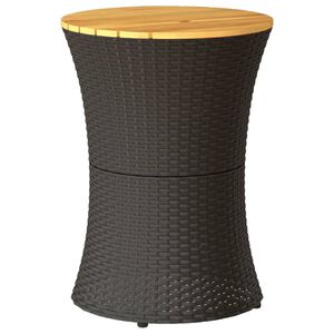 vidaXL Mesa de jard&iacute;n forma de tambor rat&aacute;n sint&eacute;tico y madera negro