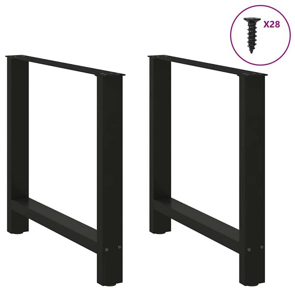 vidaXL Patas para mesa de comedor negras (2 unidades, 70 x 72-73 cm, acero)