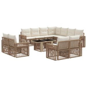 vidaXL Conjunto de sof&aacute;s de jard&iacute;n 12 uds. Beige y blanco crema