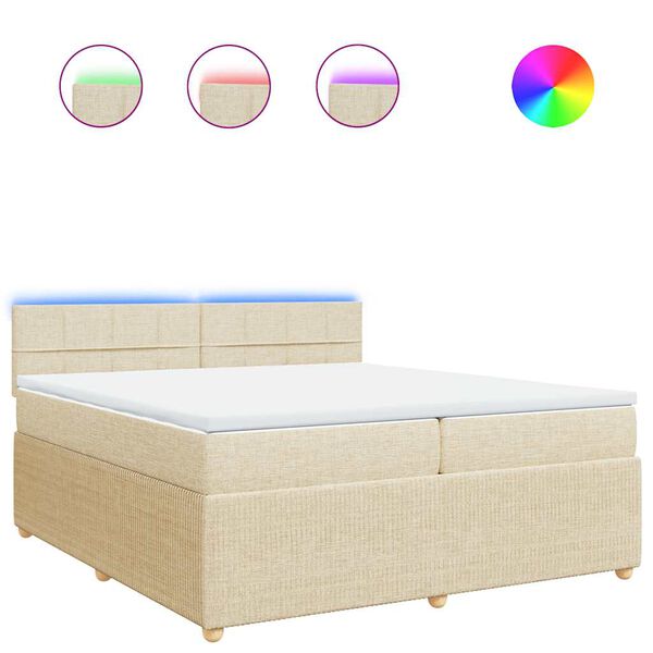 vidaXL Cama box spring con colch&oacute;n tela color crema 200x200 cm