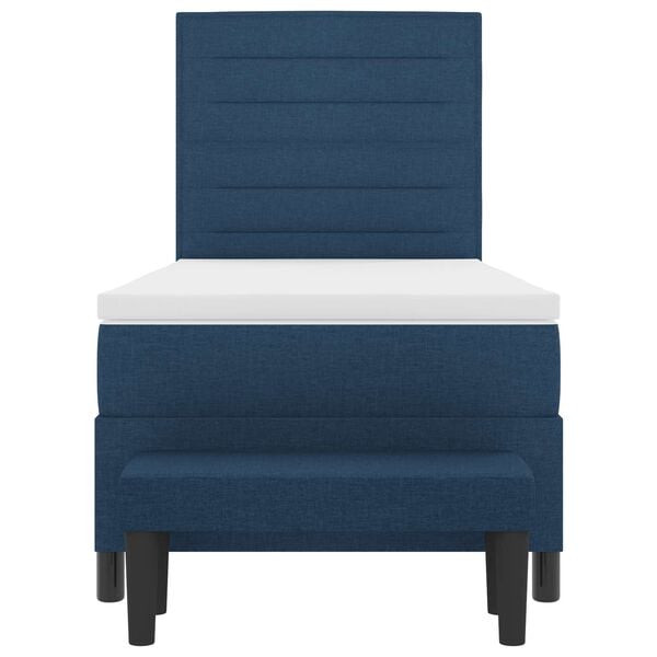 vidaXL Cama tipo Box Spring con colch&oacute;n Azul 90 x 190 cm tela