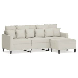 vidaXL Sof&aacute; de 3 plazas con taburete de terciopelo crema 180 cm