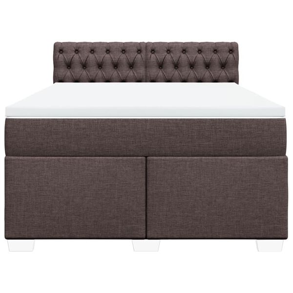vidaXL Cama box spring con colch&oacute;n tela marr&oacute;n oscuro 140x200 cm