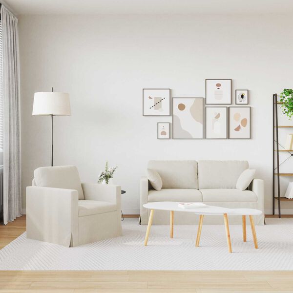 vidaXL Sof&aacute; 2 pcs Crema 158 x 78 x 80 cm Terciopelo