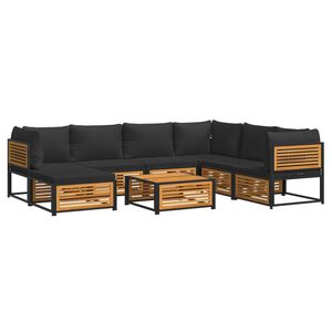 vidaXL Set de sof&aacute;s de jard&iacute;n con cojines 8 pzas madera maciza acacia