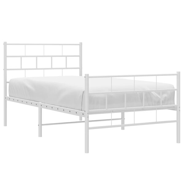 vidaXL Estructura cama sin colch&oacute;n con estribo metal blanco 90x200 cm