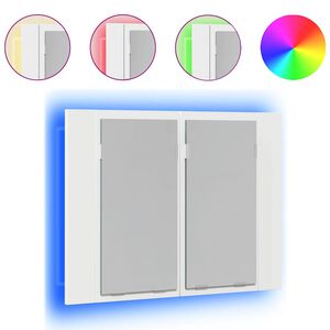 vidaXL Armario espejo de ba&ntilde;o con luz LED acr&iacute;lico blanco 60x12x45 cm