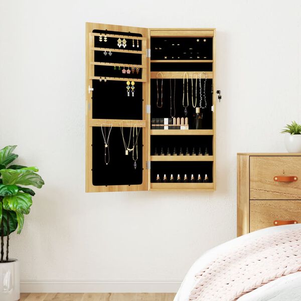 vidaXL Espejo con joyero y luces LED para pared