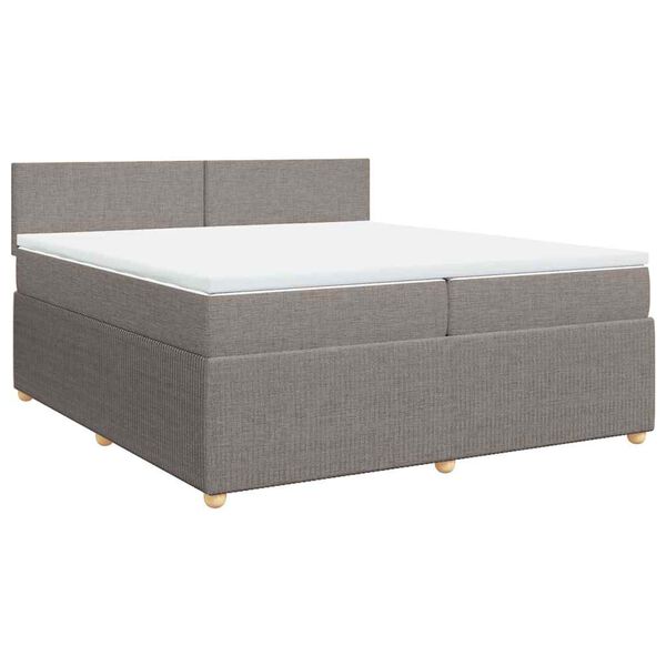 vidaXL Cama box spring con colch&oacute;n tela gris taupe 200x200 cm