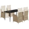 vidaXL Set comedor de jard&iacute;n 5 pzas con cojines rat&aacute;n sint&eacute;tico beige