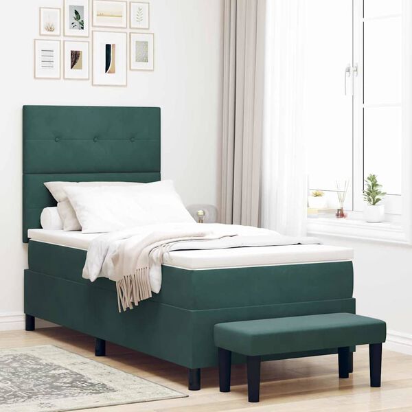 vidaXL Cama tipo Box Spring Verde oscuro 100 x 200 cm Terciopelo