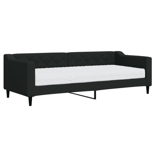 vidaXL Sofá cama con colchón tela negro 80x200 cm