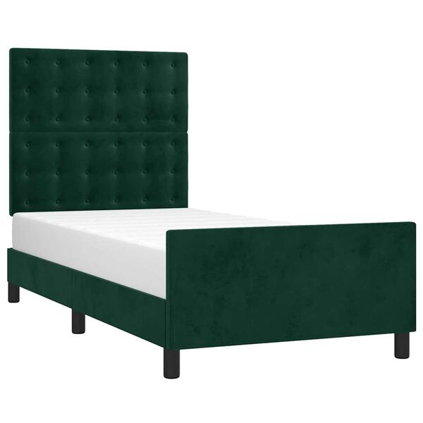 vidaXL Estructura de cama sin colch&oacute;n terciopelo verde oscuro 80x200cm