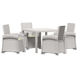 vidaXL Conjunto de Comedor de Jard&iacute;n 5 uds. Blanco y Crema PP