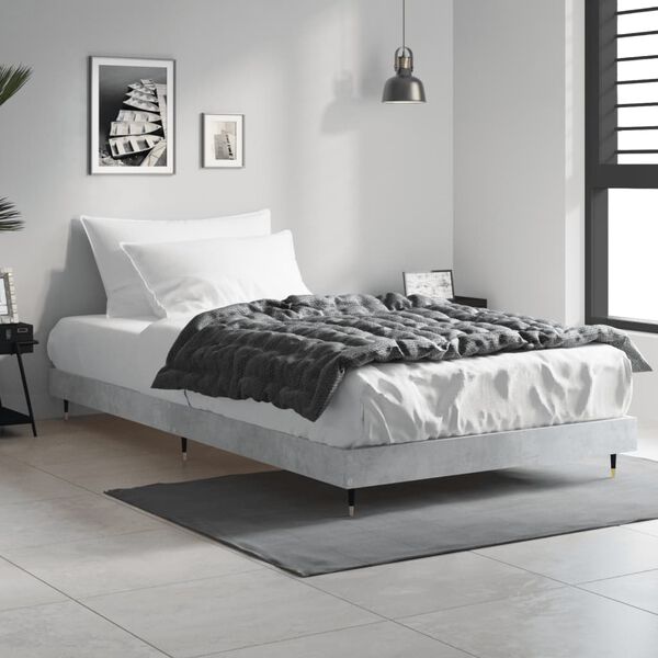 vidaXL Estructura de cama madera de ingenier&iacute;a gris hormig&oacute;n 100x200cm