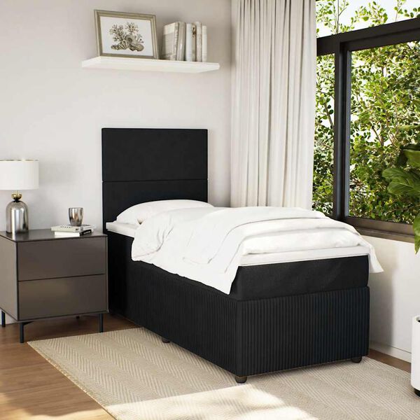 vidaXL Cama box spring con colch&oacute;n terciopelo negro 100x200 cm
