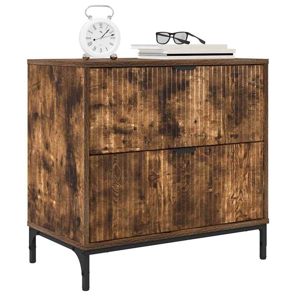 vidaXL Mesa de Noche con caj&oacute;n Roble ahumado 63.5 x 36 x 61 cm