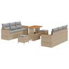vidaXL Conjunto de sof&aacute;s de jard&iacute;n 9 uds. Beige rat&aacute;n sint&eacute;tico