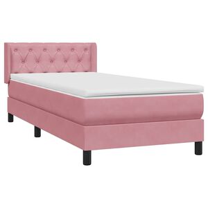 vidaXL Cama box spring con colch&oacute;n terciopelo rosa 80x220 cm