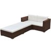vidaXL Set muebles de jard&iacute;n 3 piezas y cojines rat&aacute;n sint&eacute;tico marr&oacute;n