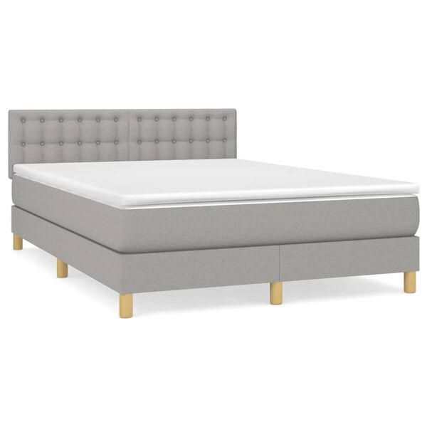vidaXL Cama box spring con colch&oacute;n tela gris claro 140x200 cm