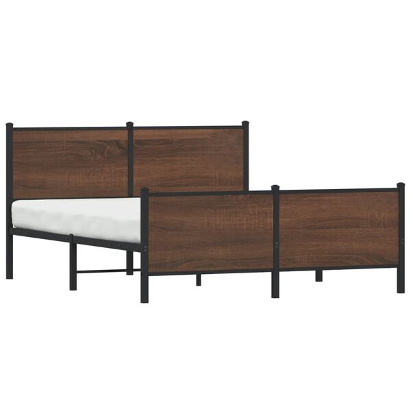vidaXL Estructura de cama sin colch&oacute;n metal marr&oacute;n roble 150x200 cm